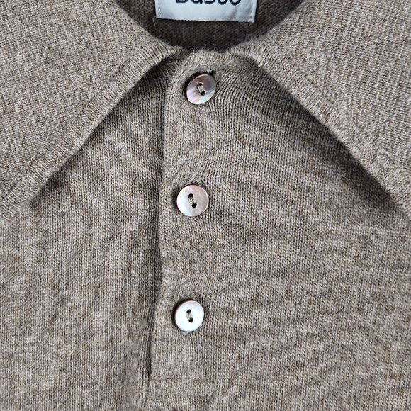 Basco VTG Cotton Cashmere Angora Blend Knit Striped Raglan Sleeve Polo Sweater M - Picture 7 of 10